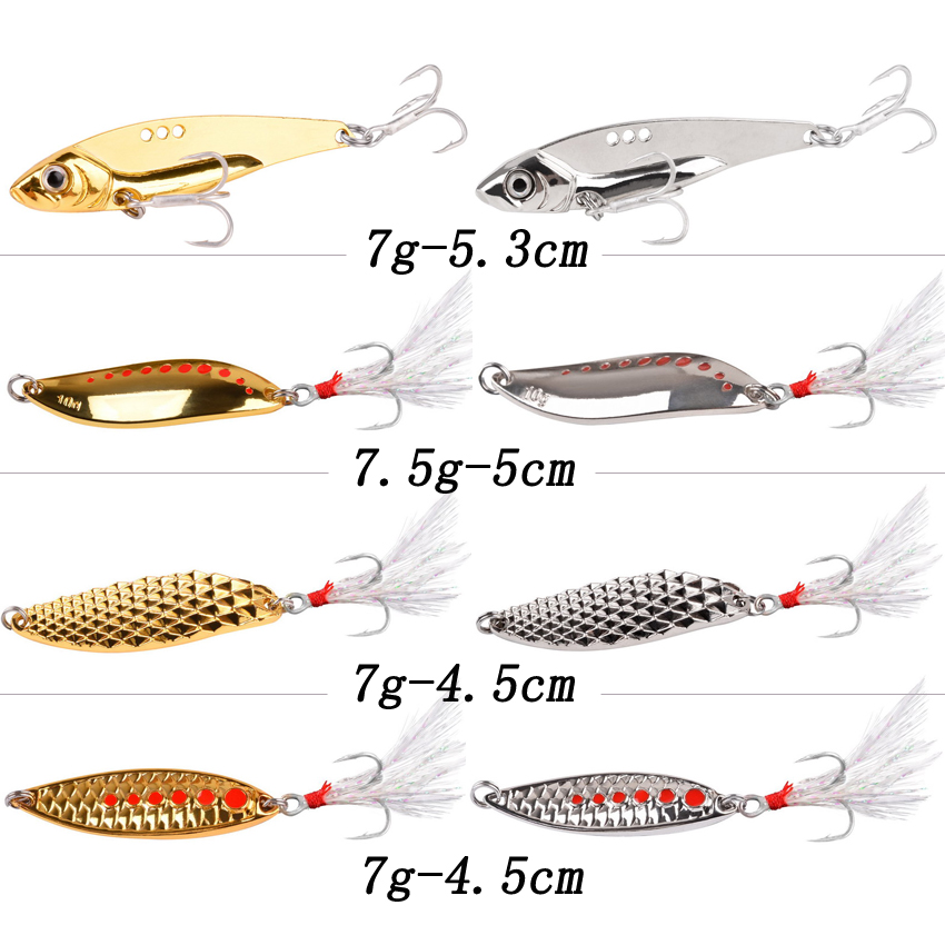 8PCS/Set Lure Metal Spinner Sp - Fishing Hook Treble บทวิจารณ์และราคา