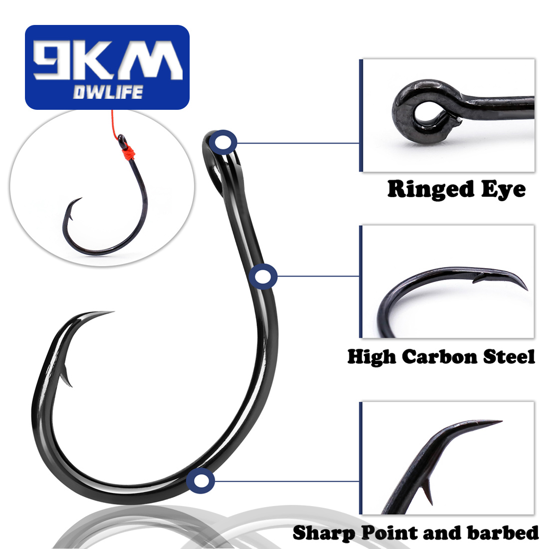 9KM 25-50Pcs Inline Wide Gap C - Fishing Hook Circle บทวิจารณ์และราคา