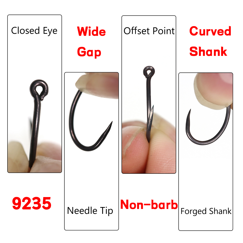 50PCS Matt Black Carp Fishing  - Fishing Hook Barbless บทวิจารณ์และราคา