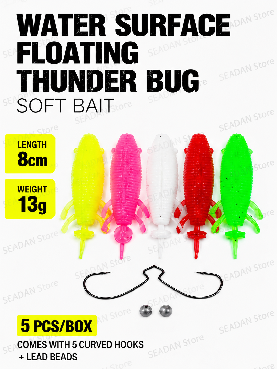 5pcs Floating Soft Frog Lure T - Fishing Hook Weedless บทวิจารณ์และราคา