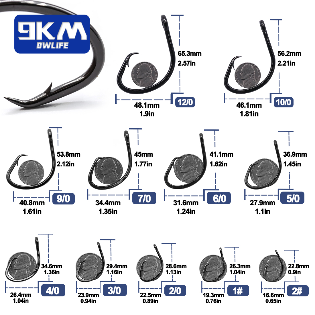 9KM Circle Hooks 25~50Pcs Salt - Fishing Hook Circle บทวิจารณ์และราคา
