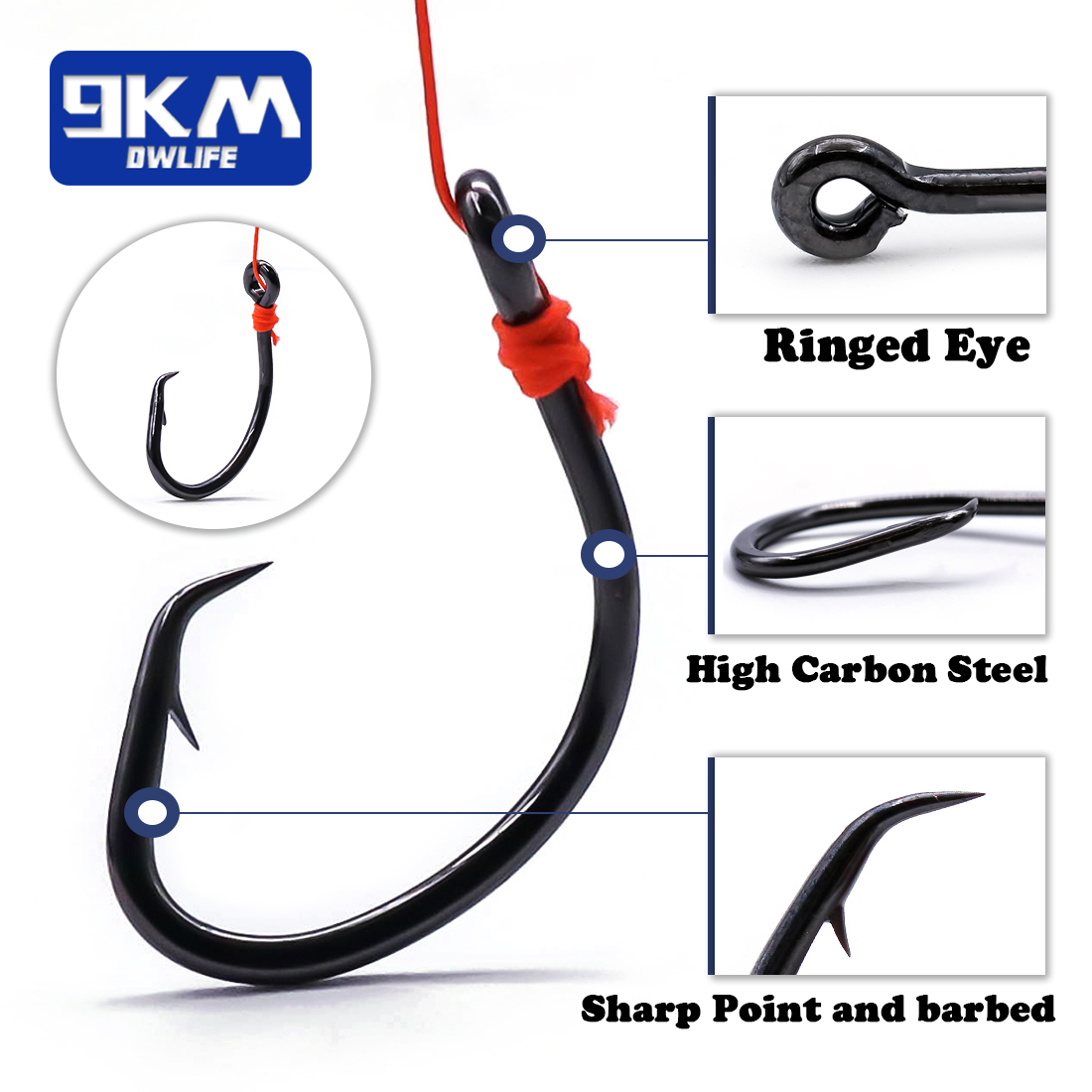 9KM Circle Hooks 25~50Pcs Salt - Fishing Hook Circle บทวิจารณ์และราคา