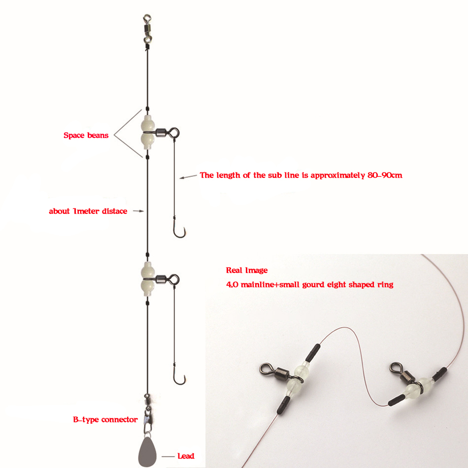 MNFT 100Pcs Luminous 3 Way Dur - Fishing Hook Size บทวิจารณ์และราคา