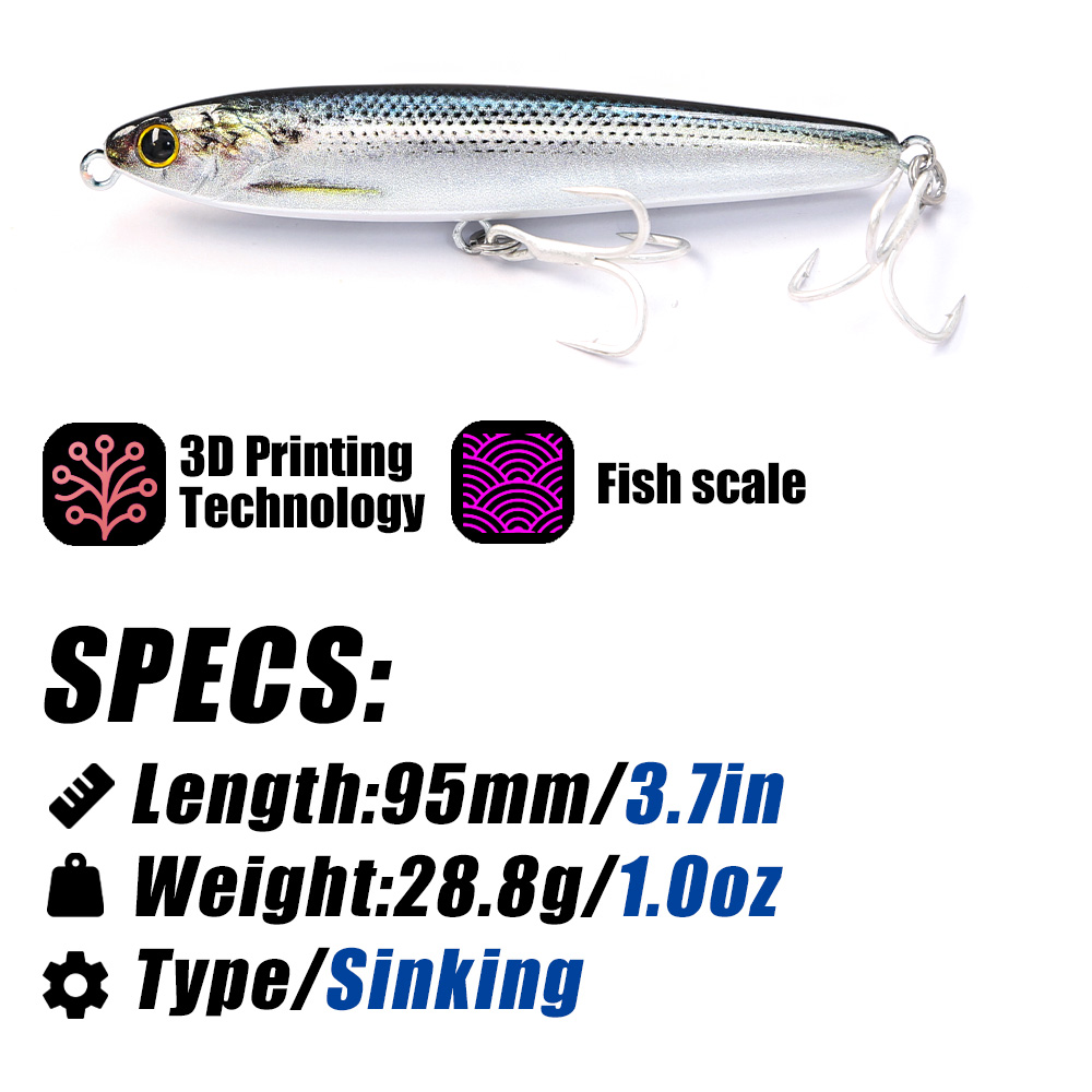 B&U Sinking Pencil Fishing Lur - Fishing Hook Treble บทวิจารณ์และราคา