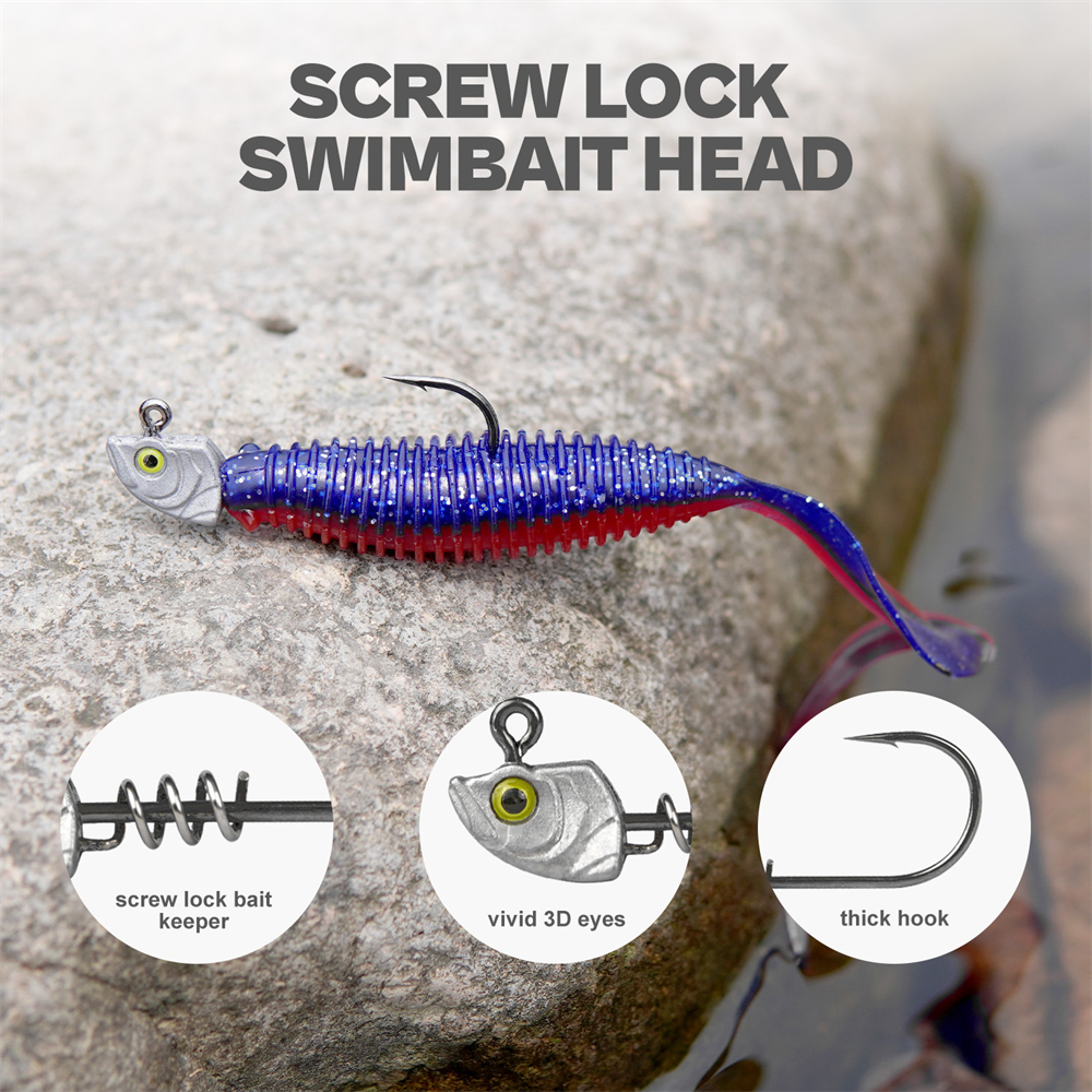 15PCS Screw Lock Swimbait Jig  - Fishing Hook Weedless บทวิจารณ์และราคา