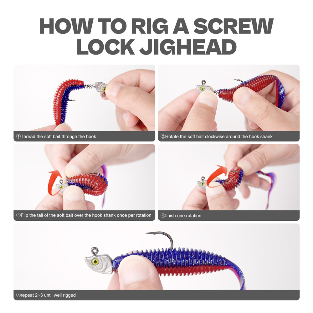 15PCS Screw Lock Swimbait Jig  - Fishing Hook Weedless บทวิจารณ์และราคา