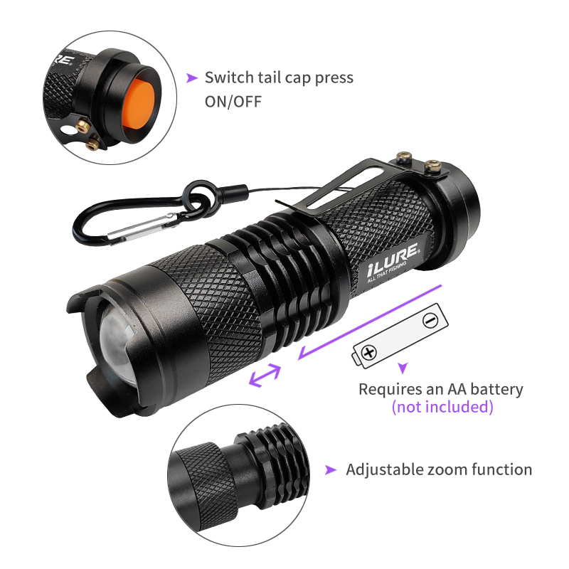 Mini UV Flashlight 395nm Ultra - Fishing Hook Jig บทวิจารณ์และราคา