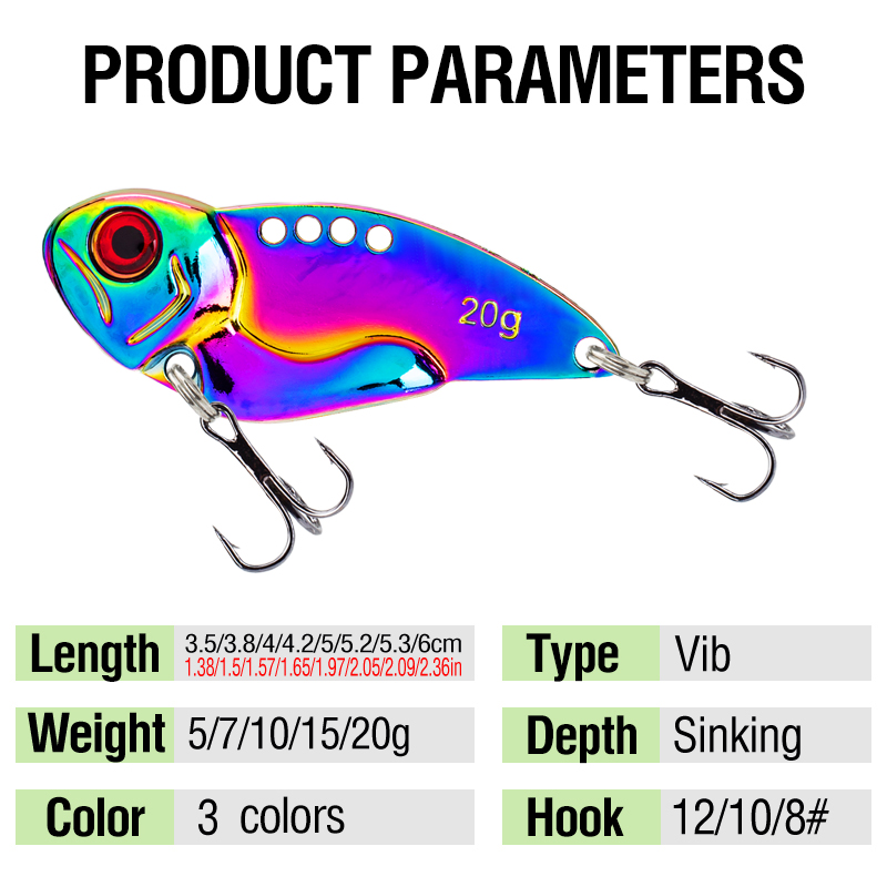 3PCS Metal Colorful VIB Lure 5 - Fishing Hook Treble บทวิจารณ์และราคา
