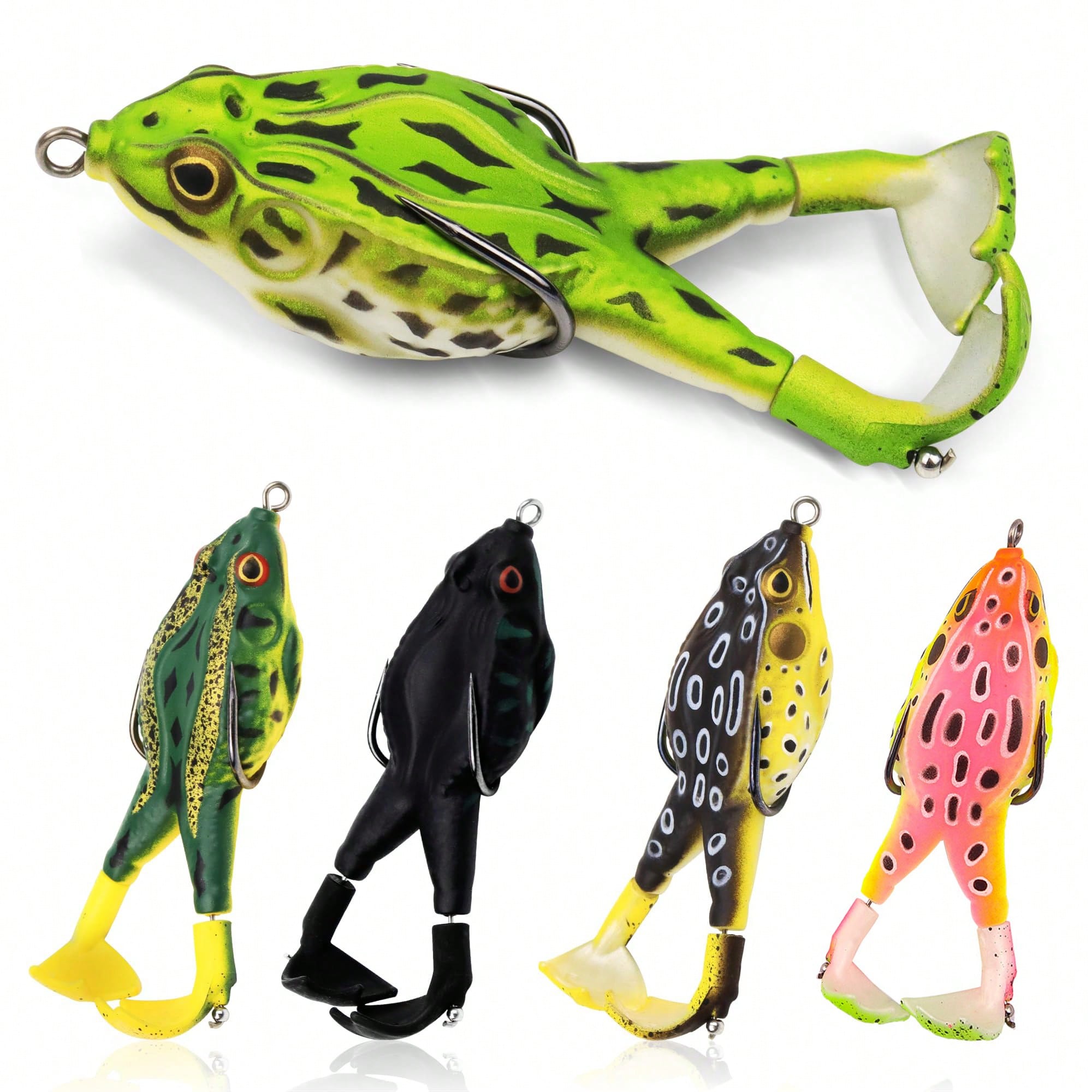 5pcs Water Soft Frog Bass Fish - Fishing Hook Weedless บทวิจารณ์และราคา