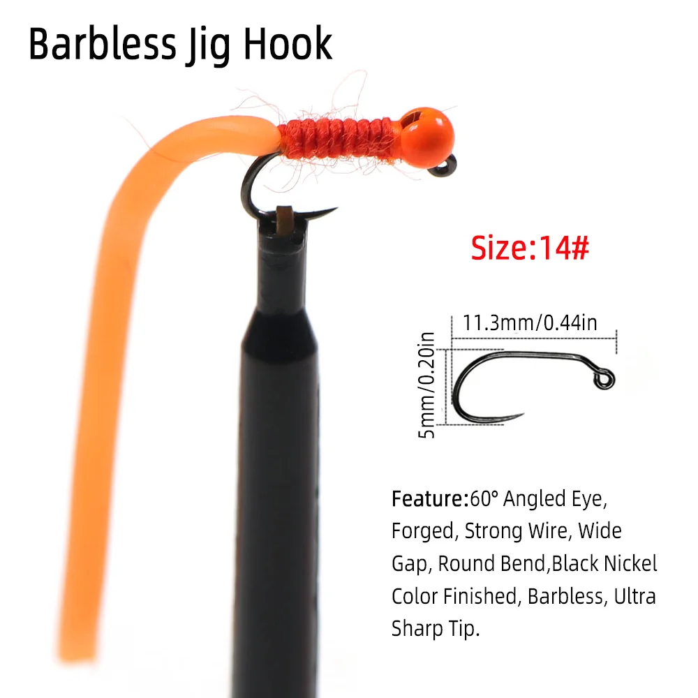 4pcs #14 Tungsten Bead Head Sq - Fishing Hook Barbless บทวิจารณ์และราคา