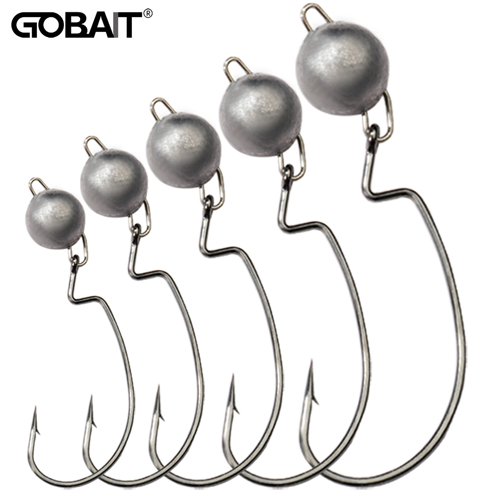 5Pcs Metal Jig Head Worm Hooks - Fishing Hook Offset บทวิจารณ์และราคา