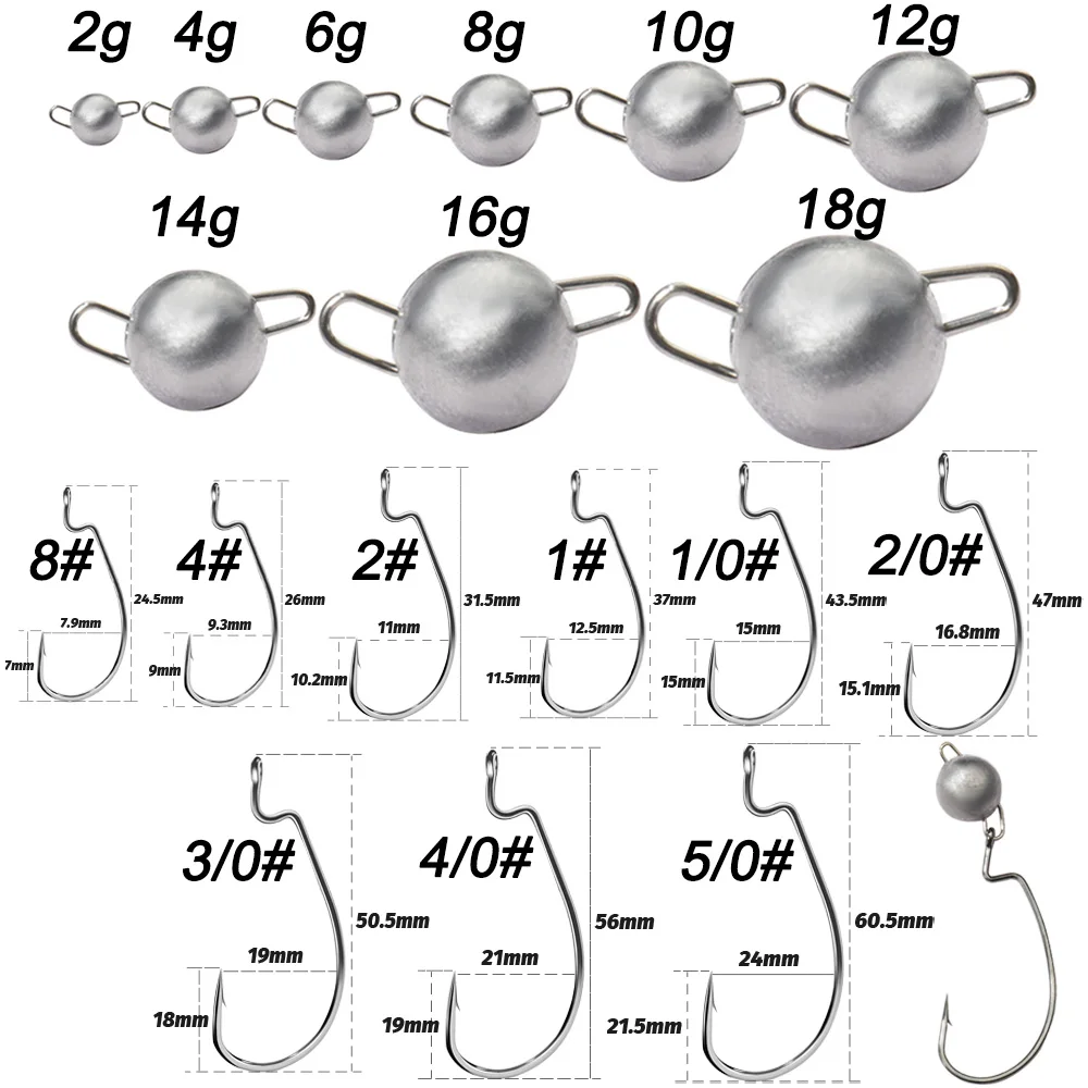 5Pcs Metal Jig Head Worm Hooks - Fishing Hook Offset บทวิจารณ์และราคา