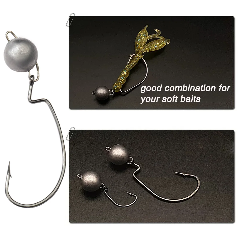 5Pcs Metal Jig Head Worm Hooks - Fishing Hook Offset บทวิจารณ์และราคา
