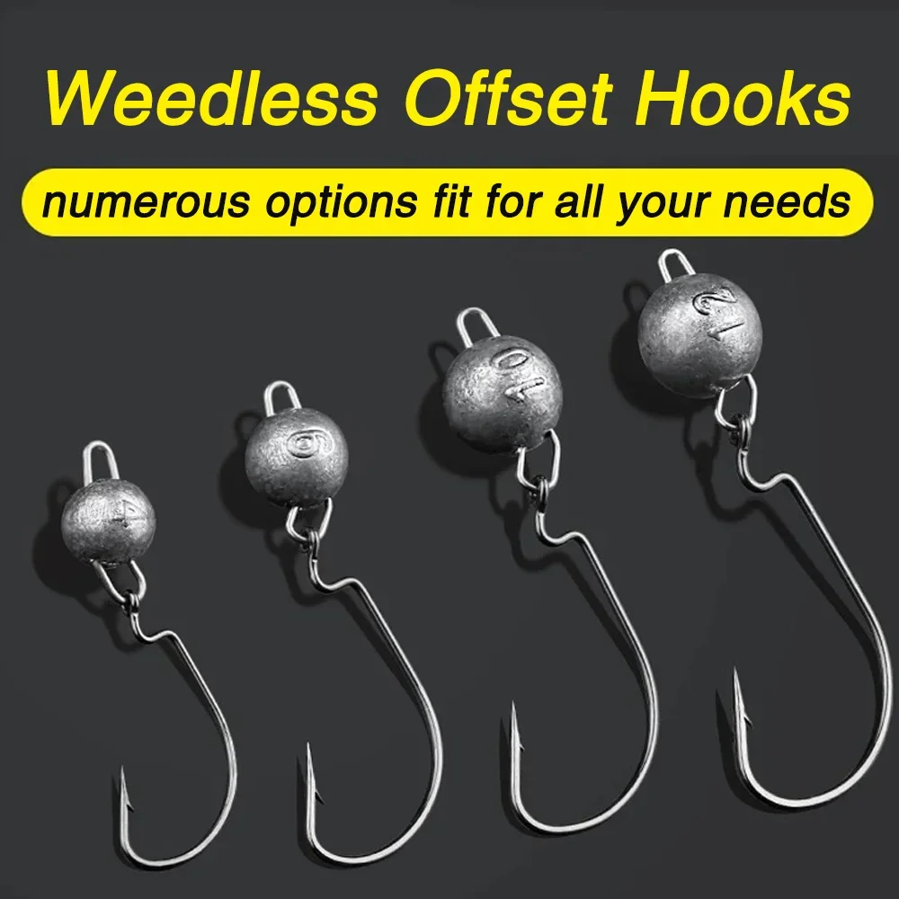 5Pcs Metal Jig Head Worm Hooks - Fishing Hook Offset บทวิจารณ์และราคา