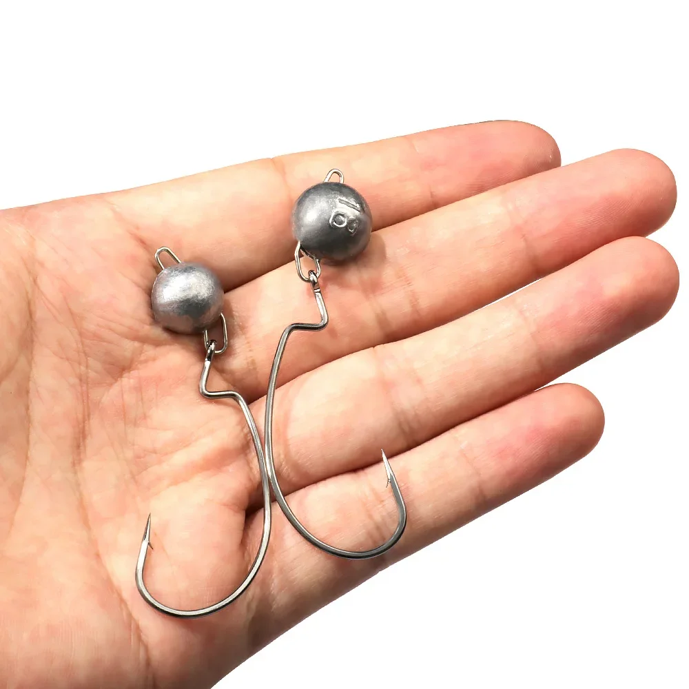 5pcs Metal Jig Head Worm Hooks - Fishing Hook Weedless บทวิจารณ์และราคา